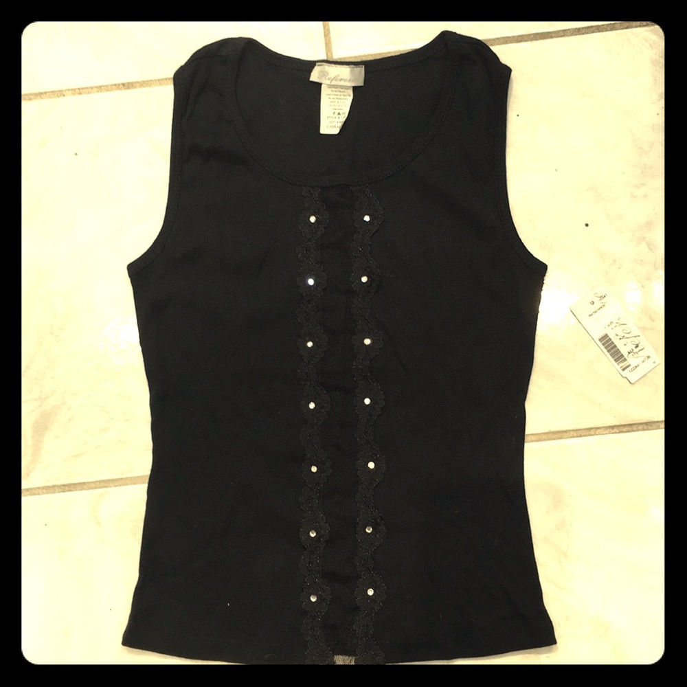 Black sheer front sparkle detail tank top!